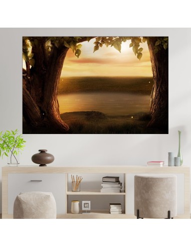 Вековни дървета и езеро - картина пано за стена - 1
