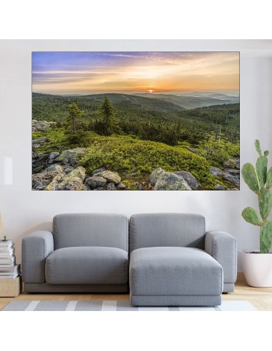 Красив планински изгрев - картина пано за стена - 1