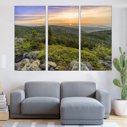 Красив планински изгрев - картина пано за стена - 2