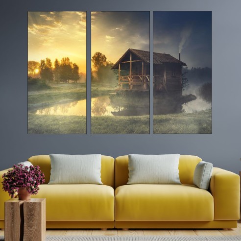 Малка къща в гората - картина пано за стена - 1