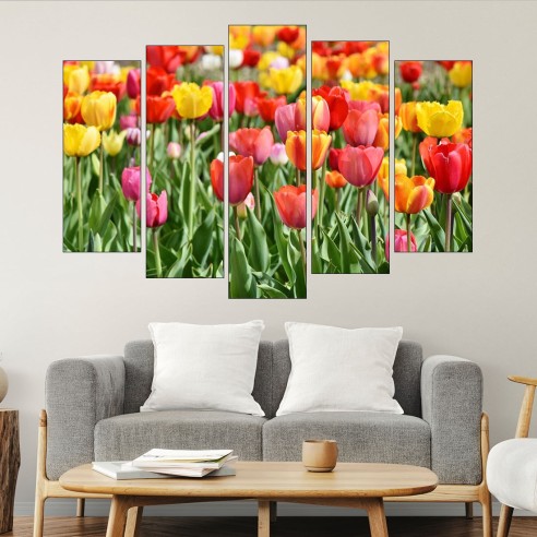 Поле от лалета - картина пано за стена - 3