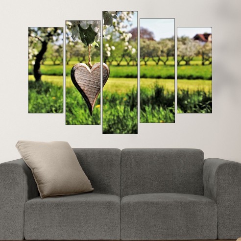 Сърце на цъфнало клонче - картина пано за стена - 3