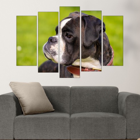 Портрет на малък черен Боксер - картина пано за стена - 3