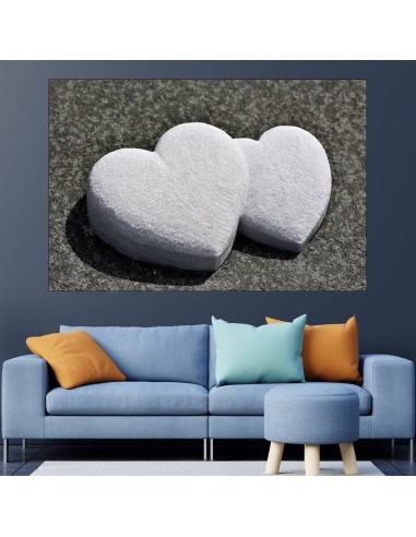 Декорация от каменни  сърца - картина пано за стена - 1