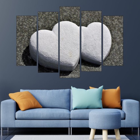 Декорация от каменни  сърца - картина пано за стена - 3