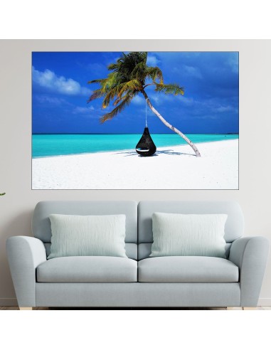 Палма на плажа - картина пано за стена - 1