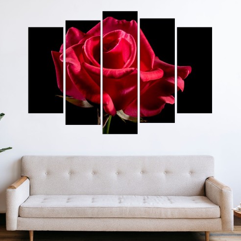 Червена роза на черен фон - картина пано за стена - 3