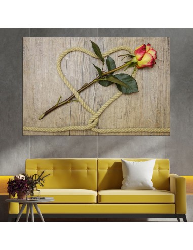 Роза и сърце от въже - картина пано за стена - 1