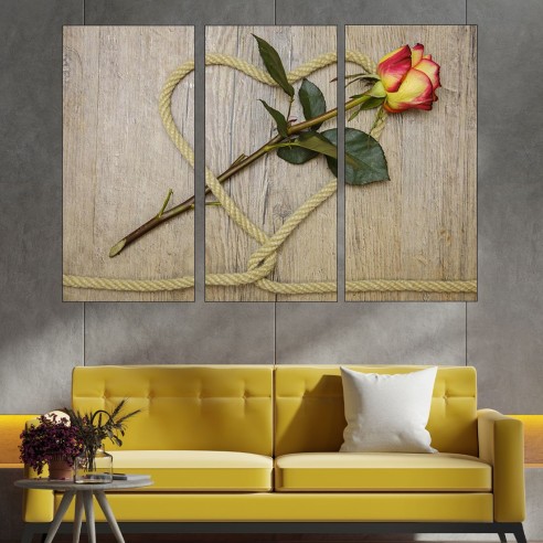 Роза и сърце от въже - картина пано за стена - 2