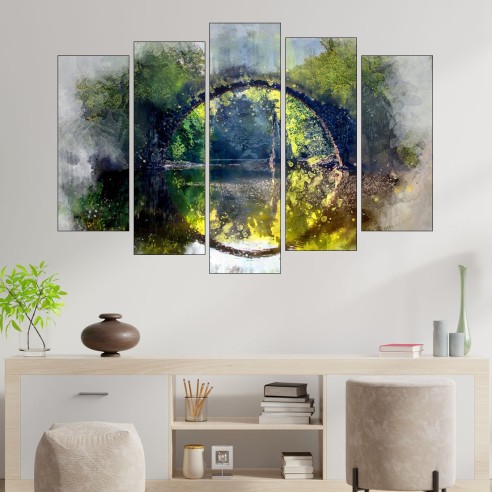 Акварел на каменен мост - картина пано за стена - 3