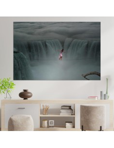 Момиче на въже над водопади - картина пано за стена