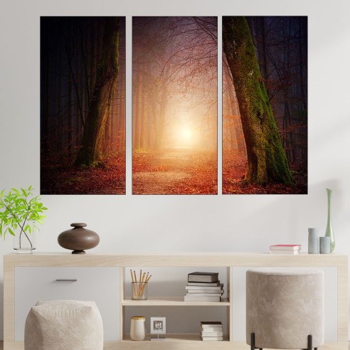 Есенна пътека в мъглата - картина пано за стена - 2