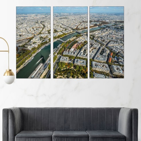 Париж от птичи поглед - картина пано за стена - 2
