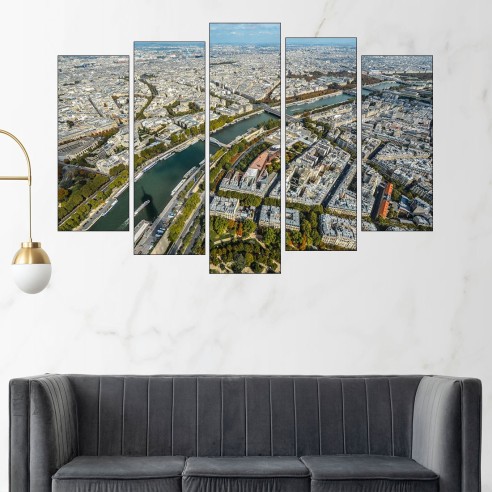 Париж от птичи поглед - картина пано за стена - 3