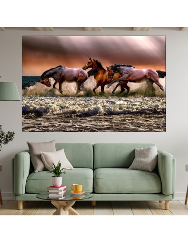 Галопиращи коне в морето - картина пано за стена - 1