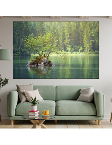 Красиво езеро с дърво - картина пано за стена - 1
