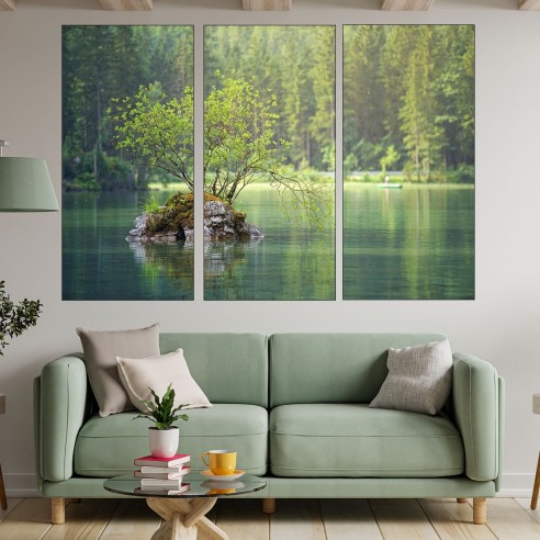 Красиво езеро с дърво - картина пано за стена - 2
