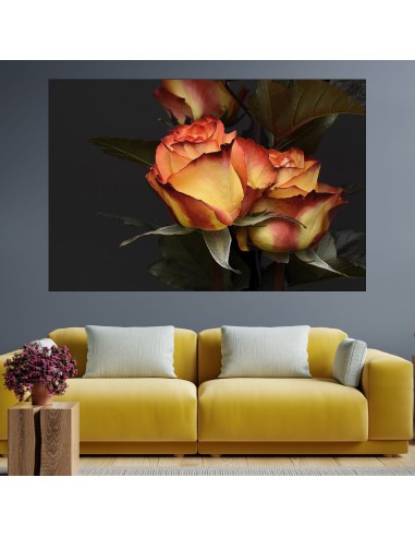 Жълто-червени рози - картина пано за стена - 1