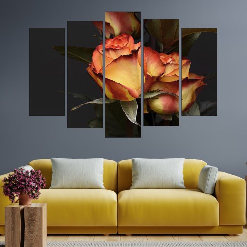 Жълто-червени рози - картина пано за стена - 3