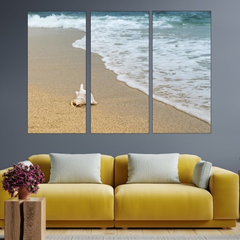 Рапан на самотен плаж - картина пано за стена - 2