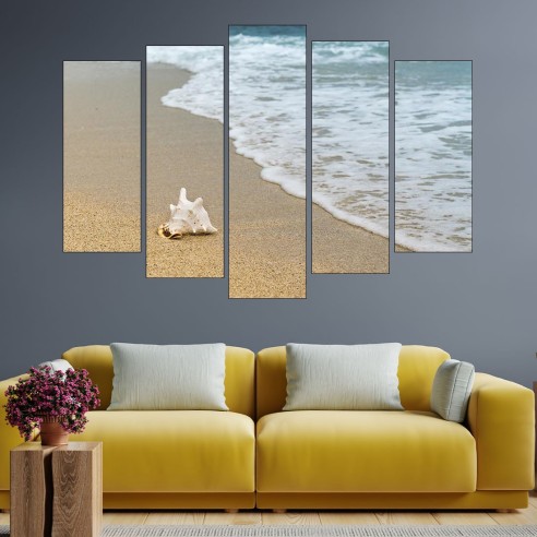 Рапан на самотен плаж - картина пано за стена - 3