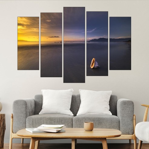 Самотна раковина на плажа - картина пано за стена - 3