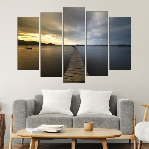 Дървен мост на остров Фукок - картина пано за стена - 3