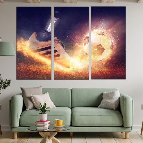 Футбол и огън - абстракция - картина пано за стена - 2
