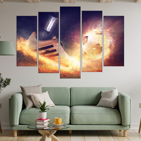 Футбол и огън - абстракция - картина пано за стена - 3