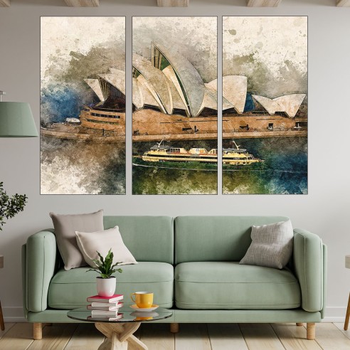 Акварел на операта в Сидни - картина пано за стена - 2