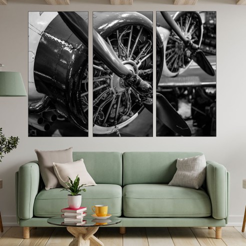 Двигател на самолет от WW2 - картина пано за стена - 2
