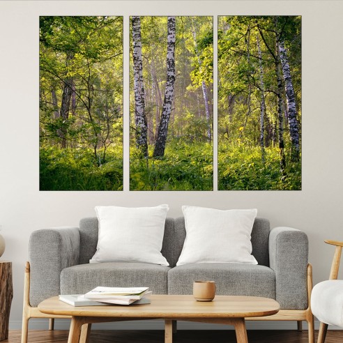 Брезова гора на разсъмване - картина пано за стена - 2