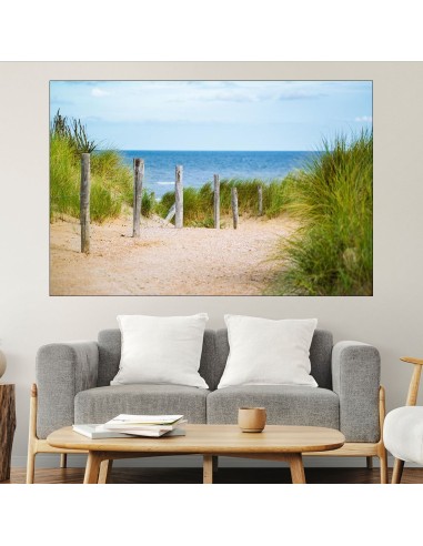 Дървена ограда на плажа - картина пано за стена - 1