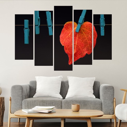 Есенно листо на въже - картина пано за стена - 3