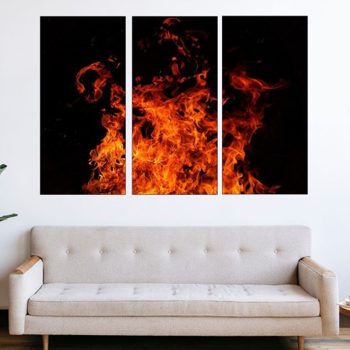 Огън в близък план - картина пано за стена - 2