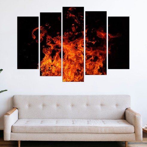Огън в близък план - картина пано за стена - 3