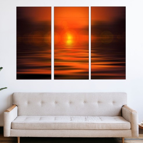 Красив залез над спокойни води - картина пано за стена - 2