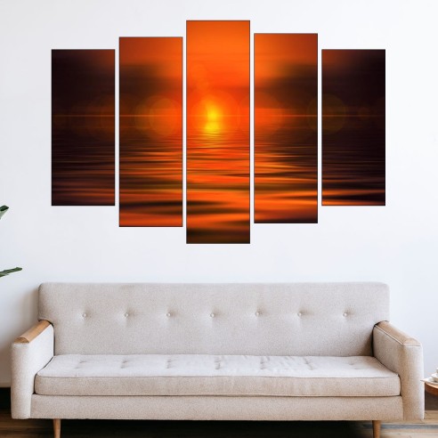 Красив залез над спокойни води - картина пано за стена - 3