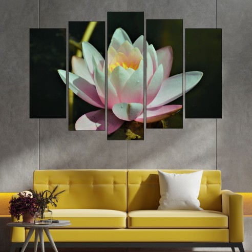 Цъфнала бяла водна лилия - картина пано за стена - 3