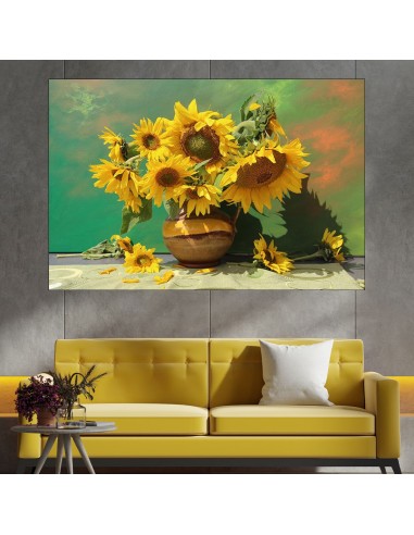 Слънчогледи във ваза - картина пано за стена - 1