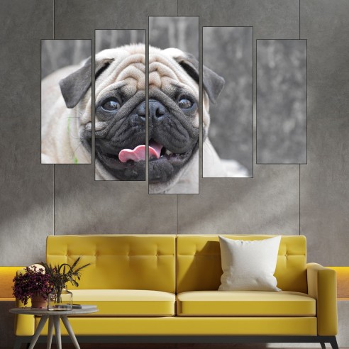 Потрет на куче мопс - картина пано за стена - 3