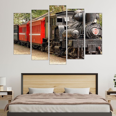Стар влак с парен локомотив - картина пано за стена - 3