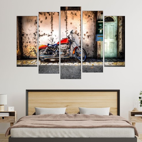 Паркиран мотор на улицата - картина пано за стена - 3