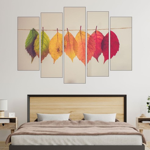 Есенни листа на въже - картина пано за стена - 3