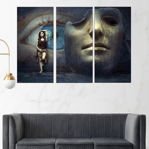 Маска и момиче - картина пано за стена - 2