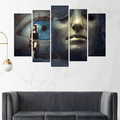 Маска и момиче - картина пано за стена - 3