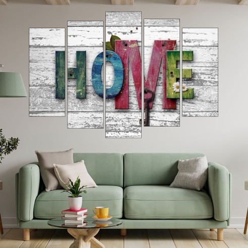 Декорация HOME на бял фон - картина пано за стена - 3