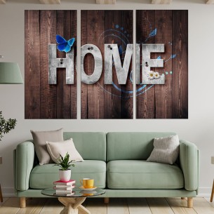 Декорация HOME на дървен фон - картина пано за стена - 1 2