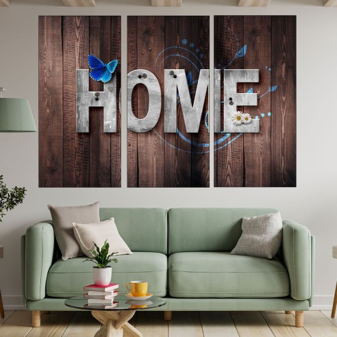 Декорация HOME на дървен фон - картина пано за стена - 2