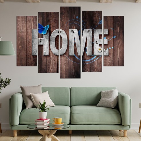Декорация HOME на дървен фон - картина пано за стена - 3